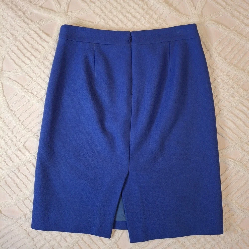 J.Crew‎ Womens 2 Pencil Skirt Cobalt Blue Wool Blend Knee Length Career Solid